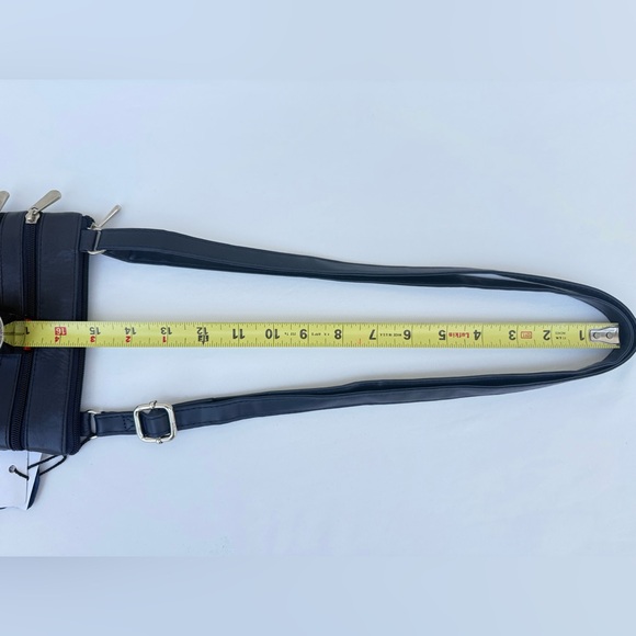 Genuine Leather Crossbody Bag with Triple Zip Front 👜💙 - Picture 16 of 16
